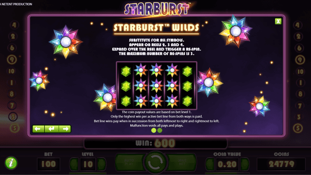 Характеристики слота Starburst 7