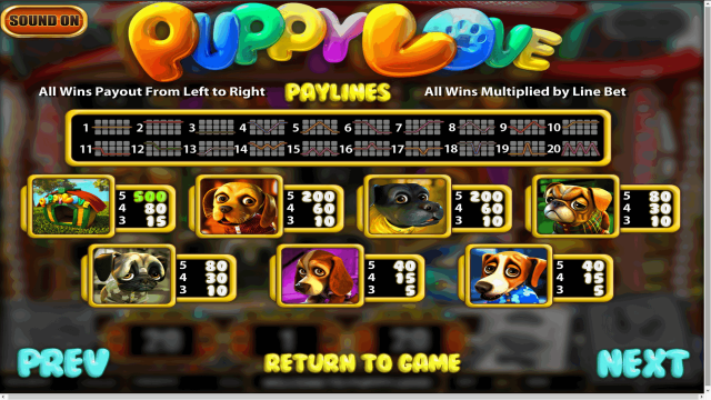 Игровой интерфейс Puppy Love 6