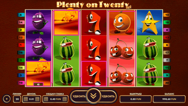 Бонусная игра Plenty On Twenty 2